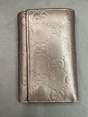 Gucci Brown Leather Key Holder with Silver Hardware